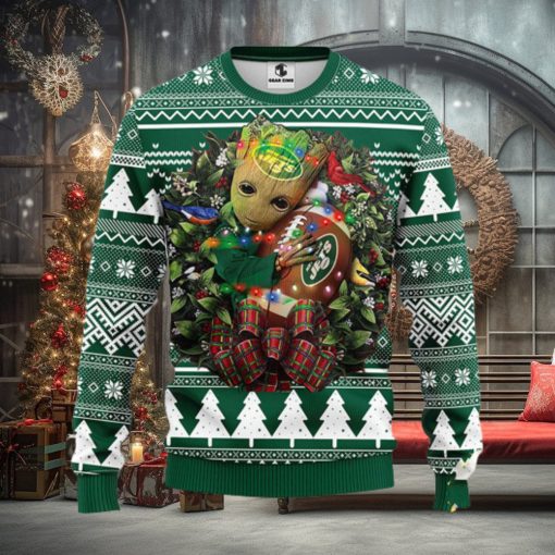 NFL New York Jets Groot Hug Christmas Ugly Sweater