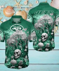 NFL New York Jets Halloween Skull Pumpkin Hawaiian Shirt