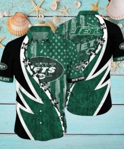 NFL New York Jets Hawaiian Shirt 3D Printed Graphic American Flag Print This Summer Gift For Fans