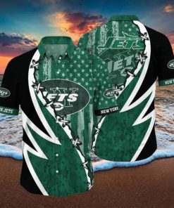 NFL New York Jets Hawaiian Shirt 3D Printed Graphic American Flag Print This Summer Gift For Fans