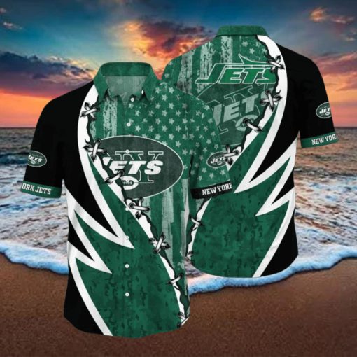 NFL New York Jets Hawaiian Shirt 3D Printed Graphic American Flag Print This Summer Gift For Fans
