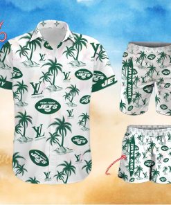 NFL New York Jets Louis Vuitton Logo Pattern Hawaiian Shirt & Shorts
