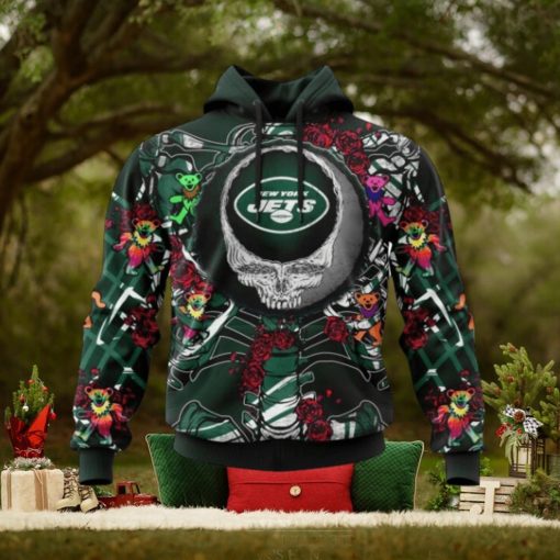 NFL New York Jets Mix Grateful Dead, Personalized Name & Number Specialized Concepts Kits 3D Hoodie