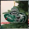 NFL New York Jets Rugby Ball Helmet Pattern Personalized 2023 Christmas Ornament