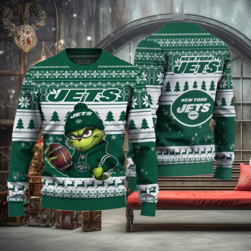 NFL New York Jets The Grinch Ugly Christmas Sweater