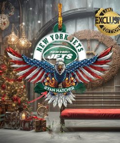 NFL New York Jets Xmas Gift For Fans American US Eagle Custom Name Ornament