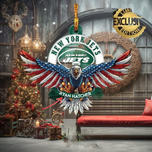 NFL New York Jets Xmas Gift For Fans American US Eagle Custom Name Ornament