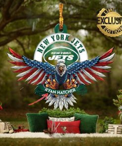 NFL New York Jets Xmas Gift For Fans American US Eagle Custom Name Ornament