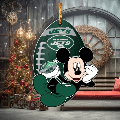 NFL New York Jets Xmas Mickey Mouse Custom Name Christmas Gift For Fans Christmas Ornament