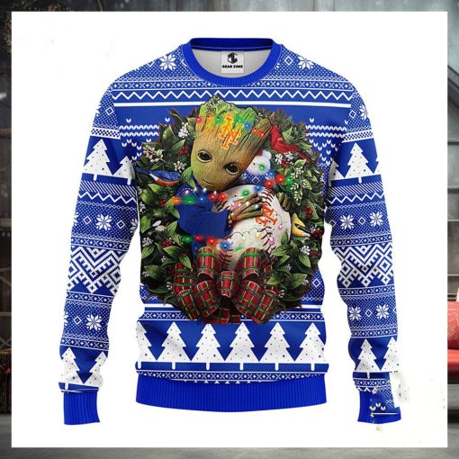 NFL New York Mets Groot Hug Christmas Ugly Sweater