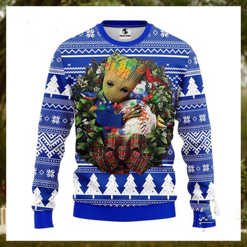 NFL New York Mets Groot Hug Christmas Ugly Sweater