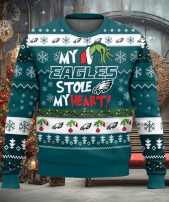 NFL Philadelphia Eagles Grinch Hand My Eagles Stole My Heart Ugly Christmas Sweater