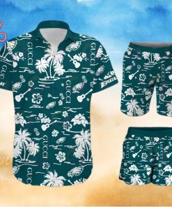 NFL Philadelphia Eagles Gucci Logo Pattern Hawaiian Shirt & Shorts