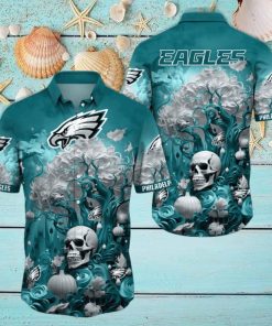 NFL Philadelphia Eagles Halloween Skull Pumpkin Hawaiian Shirt