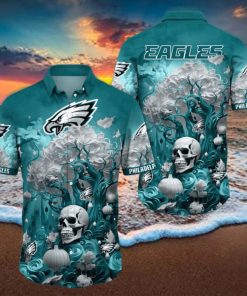 NFL Philadelphia Eagles Halloween Skull Pumpkin Hawaiian Shirt