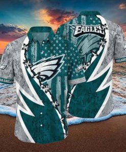 NFL Philadelphia Eagles Hawaiian Shirt 3D Printed Graphic American Flag Print This Summer Gift For Fans