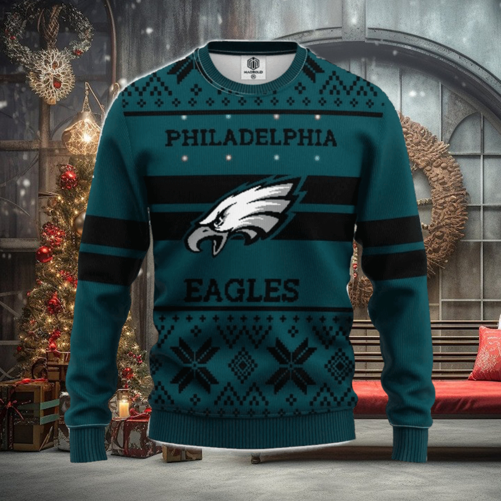 Philadelphia Eagles White 3D Sweater Christmas Gift - Freedomdesign