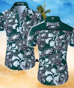 NFL Philadelphia Eagles Logo Flower Hawaiian Summer Beach Shirt Full Print