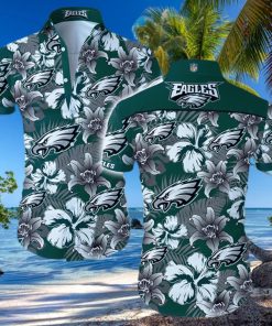 NFL Philadelphia Eagles Logo Flower Hawaiian Summer Beach Shirt Full Print