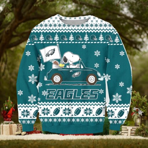 NFL Philadelphia Eagles Snoopy Driving Car Ugly Christmas Sweater