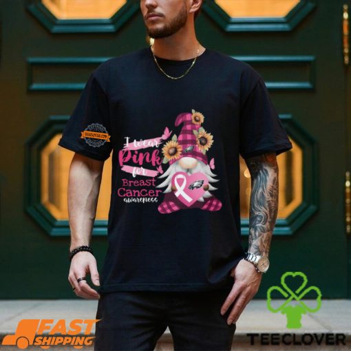 NFL Philadelphia Eagles Special Gnomes Flower In October I Wear Pink For Breast Cancer Awareness 2D Shirt
