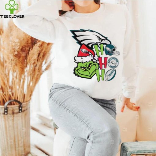 NFL Philadelphia Eagles football Grinch ho ho ho helmet logo hoodie, sweater, longsleeve, shirt v-neck, t-shirt