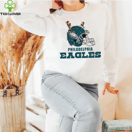 NFL Philadelphia Eagles football helmet deer antlers Christmas lights logo hoodie, sweater, longsleeve, shirt v-neck, t-shirt