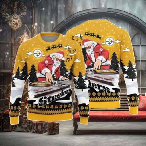 NFL Pittsburgh Steelers Christmas Funny DJ Santa Christmas Ugly Sweater