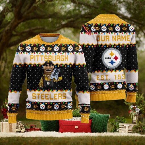 NFL Pittsburgh Steelers Cute Mascot Custom Ugly Christmas Sweater