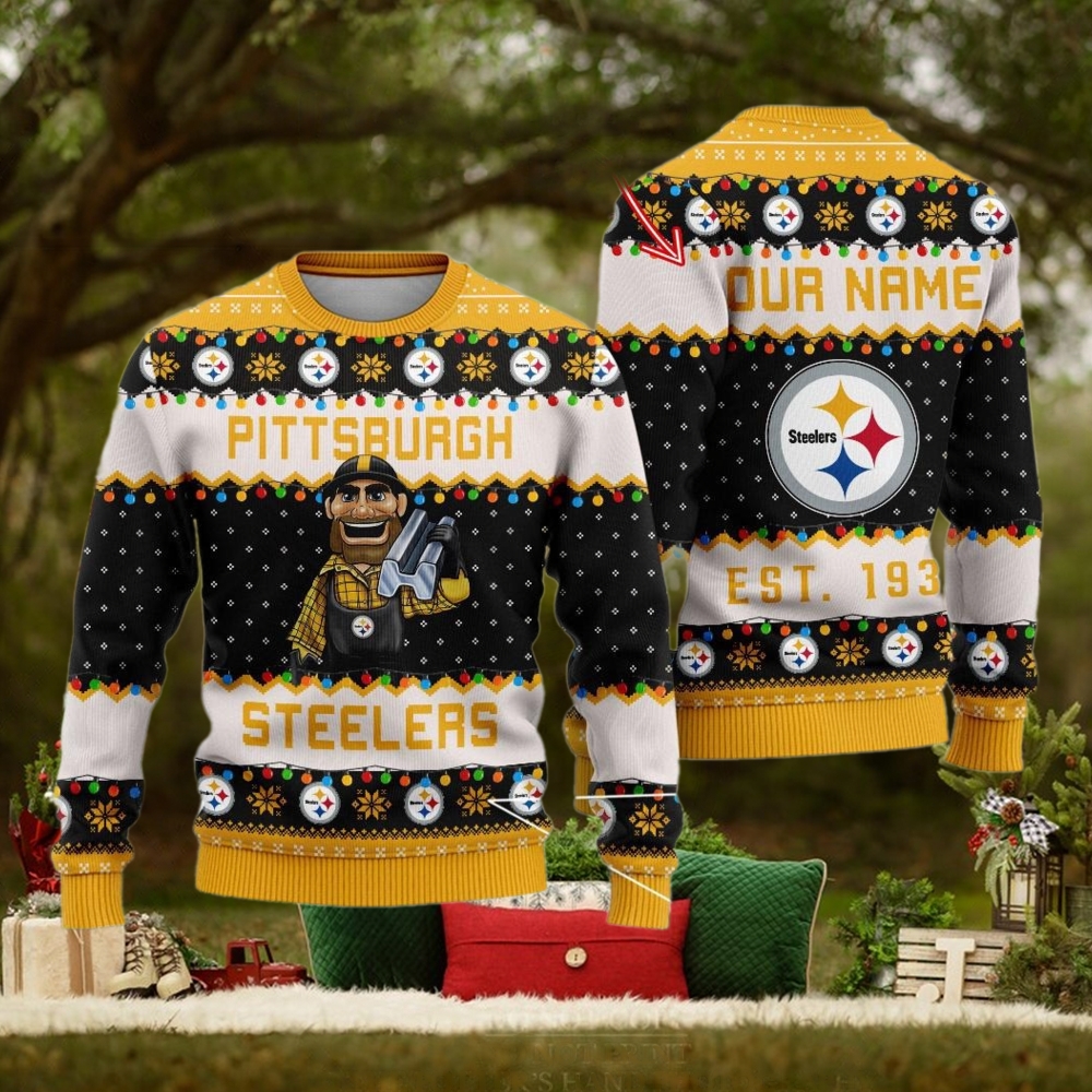 NFL Pittsburgh Steelers Cute Mascot Custom Ugly Christmas Sweater NFL Pittsburgh Steelers Cute Mascot Custom Ugly Christmas Sweater