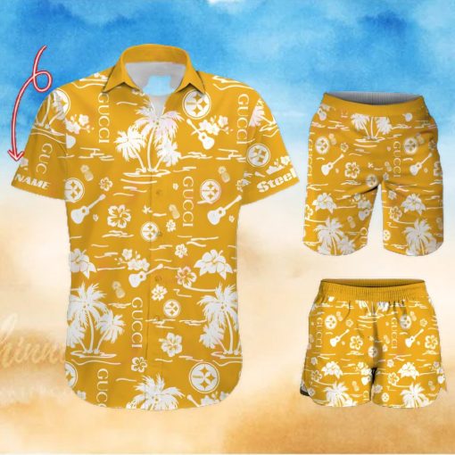 NFL Pittsburgh Steelers Gucci Logo Pattern Hawaiian Shirt & Shorts