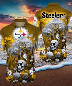 NFL Pittsburgh Steelers Halloween Skull Pumpkin Hawaiian Shirt