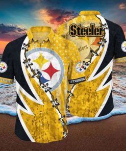 NFL Pittsburgh Steelers Hawaiian Shirt 3D Printed Graphic American Flag Print This Summer Gift For Fans