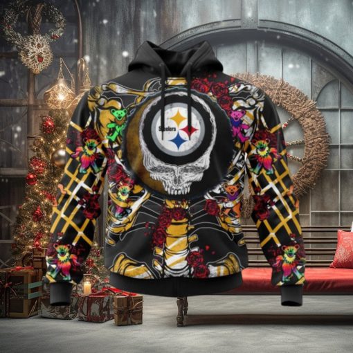 NFL Pittsburgh Steelers Mix Grateful Dead, Personalized Name & Number Specialized Concepts Kits 3D Hoodie