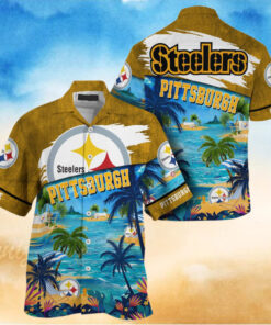 NFL Pittsburgh Steelers Palm Tree Hot Summer Hawaiian Shirt Gifts Sport Fans