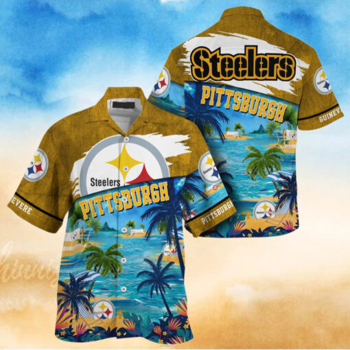 NFL Pittsburgh Steelers Palm Tree Hot Summer Hawaiian Shirt Gifts Sport Fans