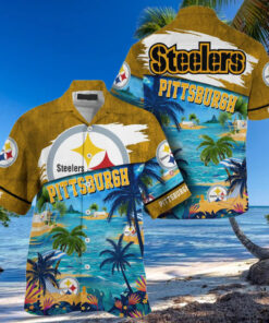 NFL Pittsburgh Steelers Palm Tree Hot Summer Hawaiian Shirt Gifts Sport Fans
