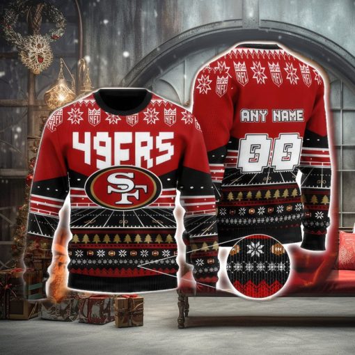 NFL San Francisco 49ers Custom Name And Number Christmas Gift For Fans Ugly Christmas Sweater