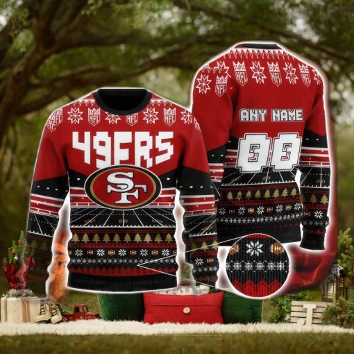 NFL San Francisco 49ers Custom Name And Number Christmas Gift For Fans Ugly Christmas Sweater
