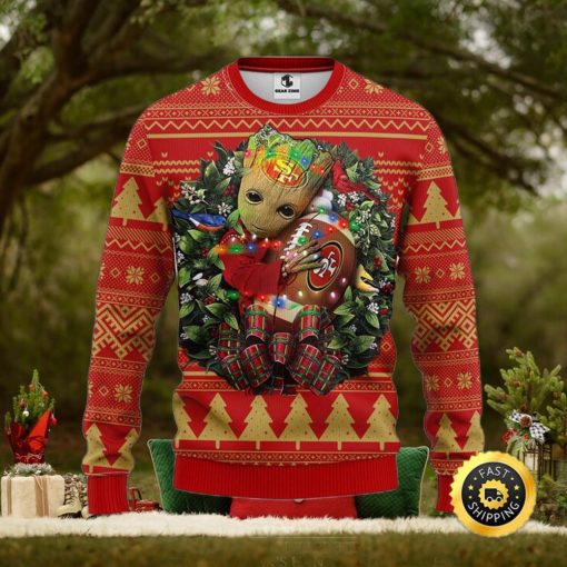 NFL San Francisco 49ers Groot Hug Christmas Ugly Sweater