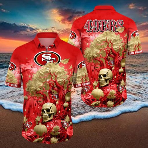NFL San Francisco 49ers Halloween Skull Pumpkin Hawaiian Shirt