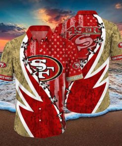 NFL San Francisco 49ers Hawaiian Shirt 3D Printed Graphic American Flag Print This Summer Gift For Fans