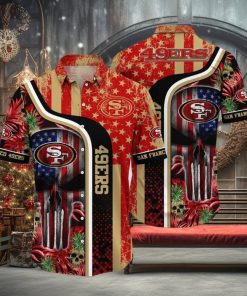 NFL San Francisco 49ers Hawaiian Shirt Skull US Flag, NFL Hawaiian Shirt