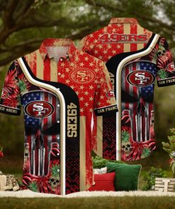 NFL San Francisco 49ers Hawaiian Shirt Skull US Flag, NFL Hawaiian Shirt