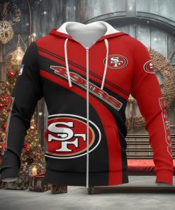 NFL San Francisco 49ers New Style Red Black Zip Up Hoodie