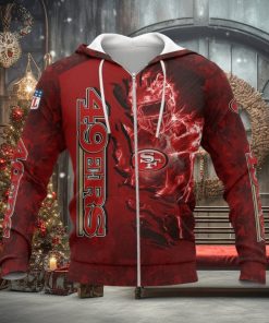 NFL San Francisco 49ers Red Scratch Fire Player Zip Up Hoodie