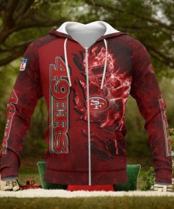 NFL San Francisco 49ers Red Scratch Fire Player Zip Up Hoodie