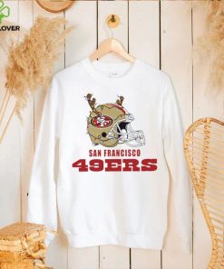 NFL San Francisco 49ers football helmet deer antlers Christmas lights logo shirt