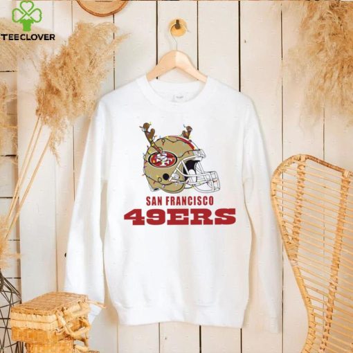 NFL San Francisco 49ers football helmet deer antlers Christmas lights logo hoodie, sweater, longsleeve, shirt v-neck, t-shirt