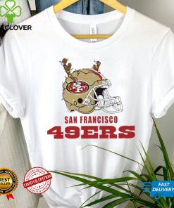 NFL San Francisco 49ers football helmet deer antlers Christmas lights logo hoodie, sweater, longsleeve, shirt v-neck, t-shirt